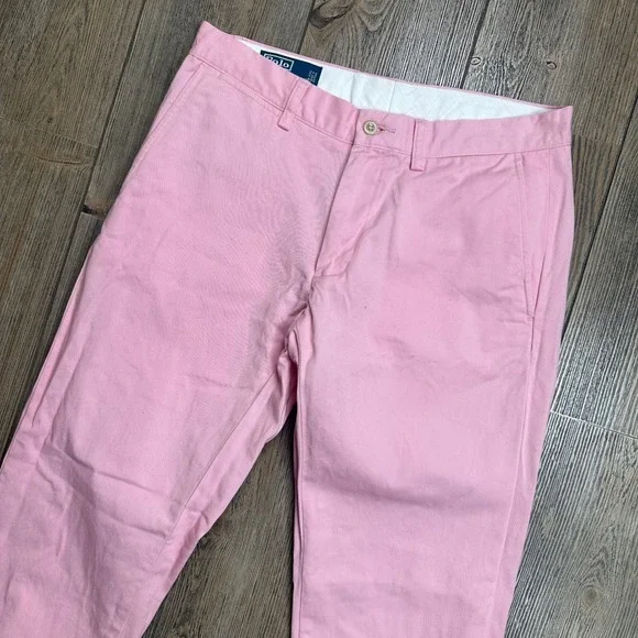 Polo Ralph Lauren Mens Chino Pants Pink Cotton Straight Leg 31x30 - Picture 1 of 10